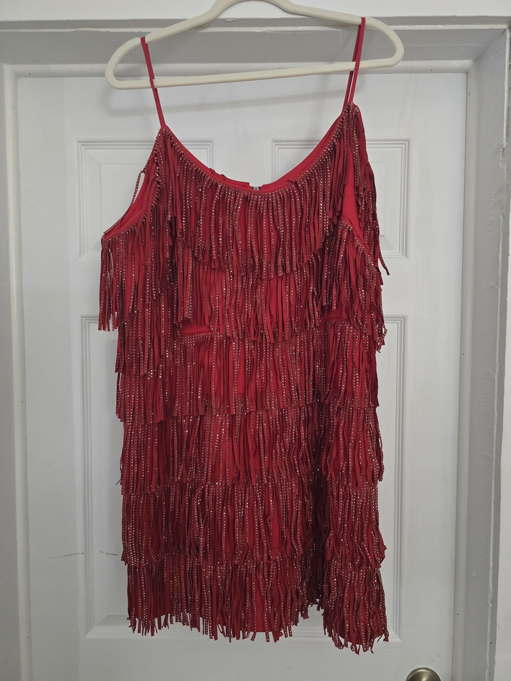 Cowboy Killer Crystal Fringe Dress - Red - 2X